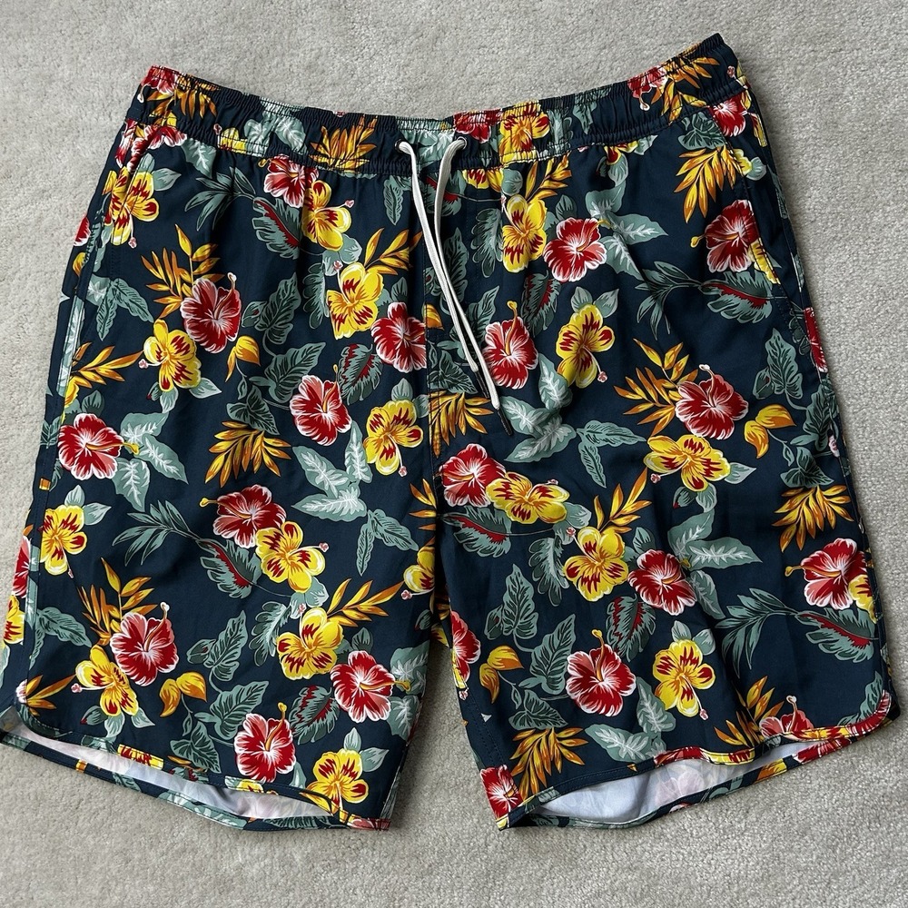Fair Harbor Shorts Mens XL Swim Trunks Boardshorts Floral Hawaiian Beach Lined